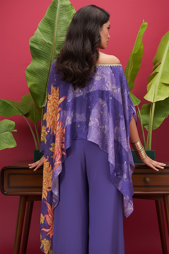 Purple Chinon Floral Printed Co-Ord Set by Vidhi By A La Mode at Pernia's Pop Up Shop
