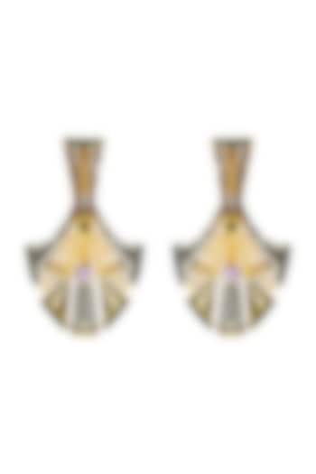 Gold Plated Swarovski Crystals Feather Earrings by Valliyan By Nitya Arora at Pernia's Pop Up Shop