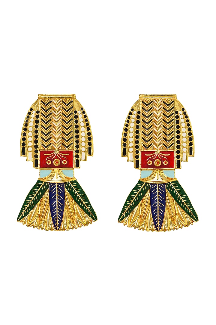 Gold Plated Swarovski Crystals Cleopatra Earrings by Valliyan By Nitya Arora at Pernia's Pop Up Shop