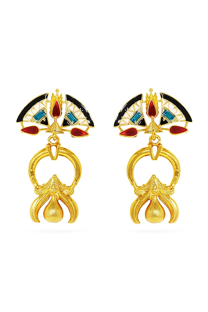 Gold Plated Swarovski Crystals Earrings by Valliyan By Nitya Arora