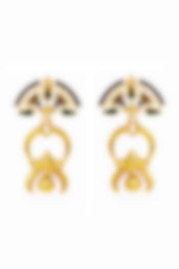 Gold Plated Earrings With Swarovski Crystals by Valliyan By Nitya Arora at Pernia's Pop Up Shop