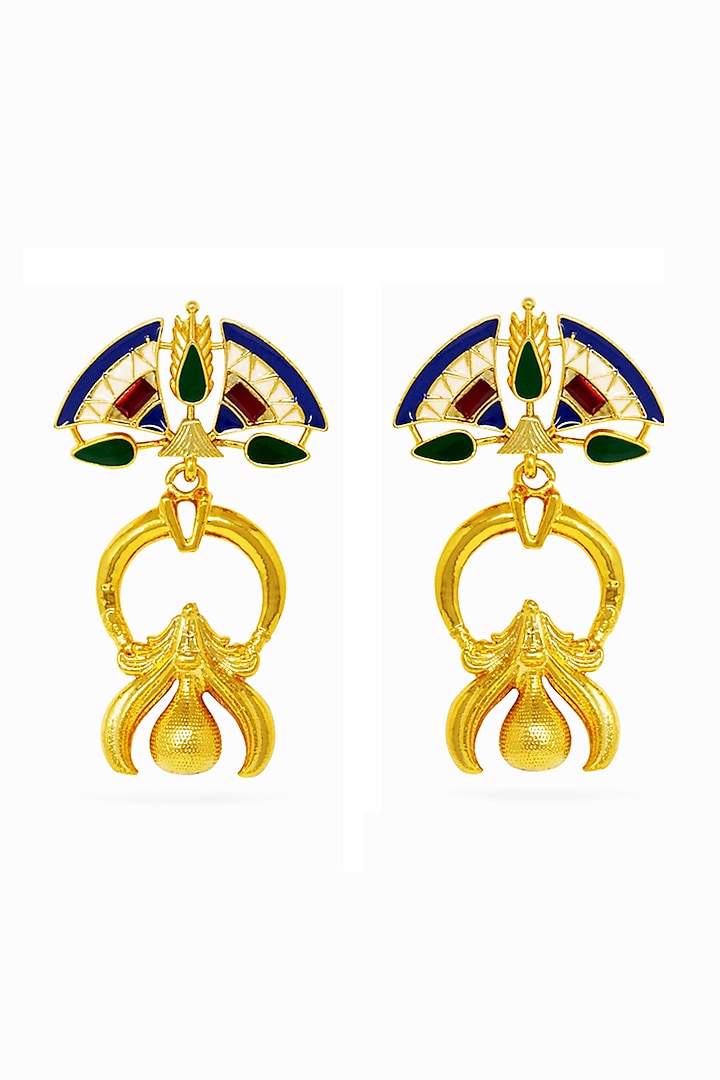 Gold Plated Earrings With Swarovski Crystals by Valliyan By Nitya Arora