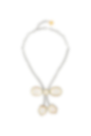 Two Tone Plated Silver Glass Polki Bow Necklace by Valliyan By Nitya Arora at Pernia's Pop Up Shop
