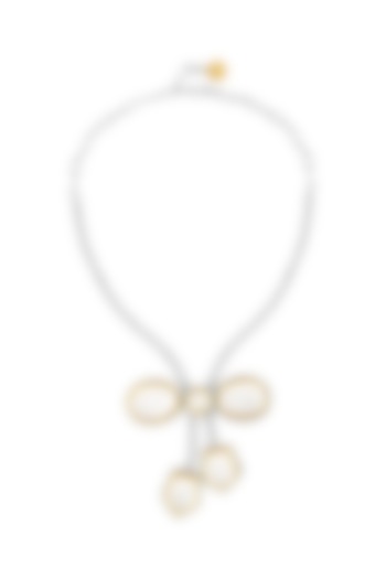 Two Tone Plated Silver Glass Polki Bow Necklace by Valliyan By Nitya Arora at Pernia's Pop Up Shop