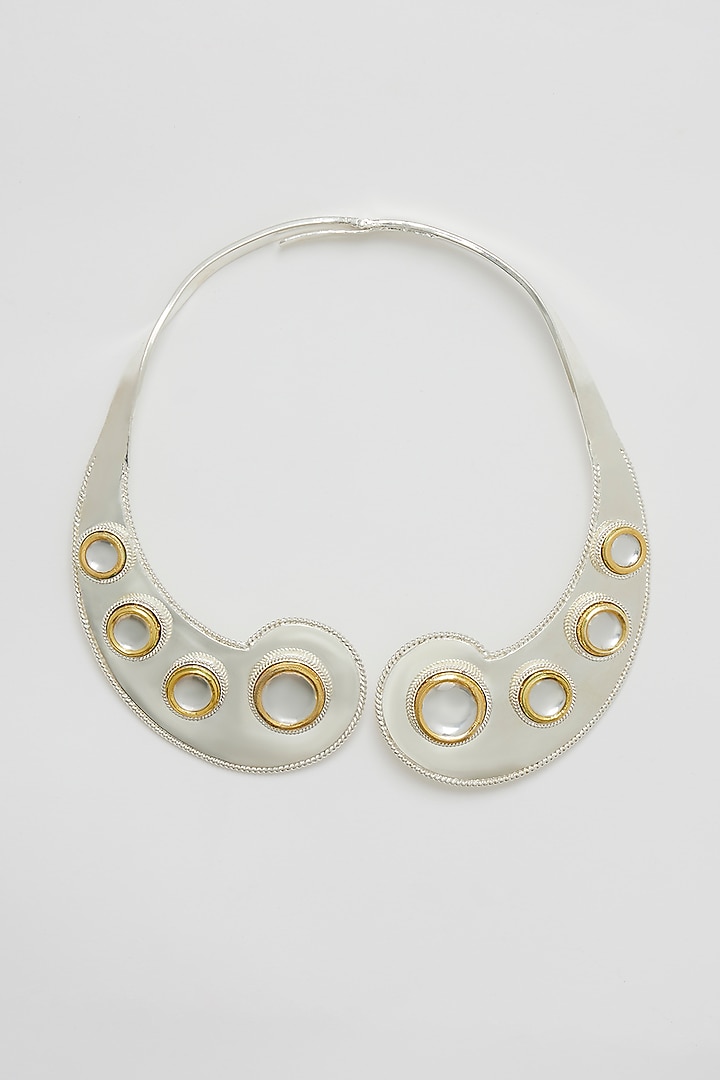 Two Tone Plated Glass Polki Collar Necklace by Valliyan By Nitya Arora at Pernia's Pop Up Shop