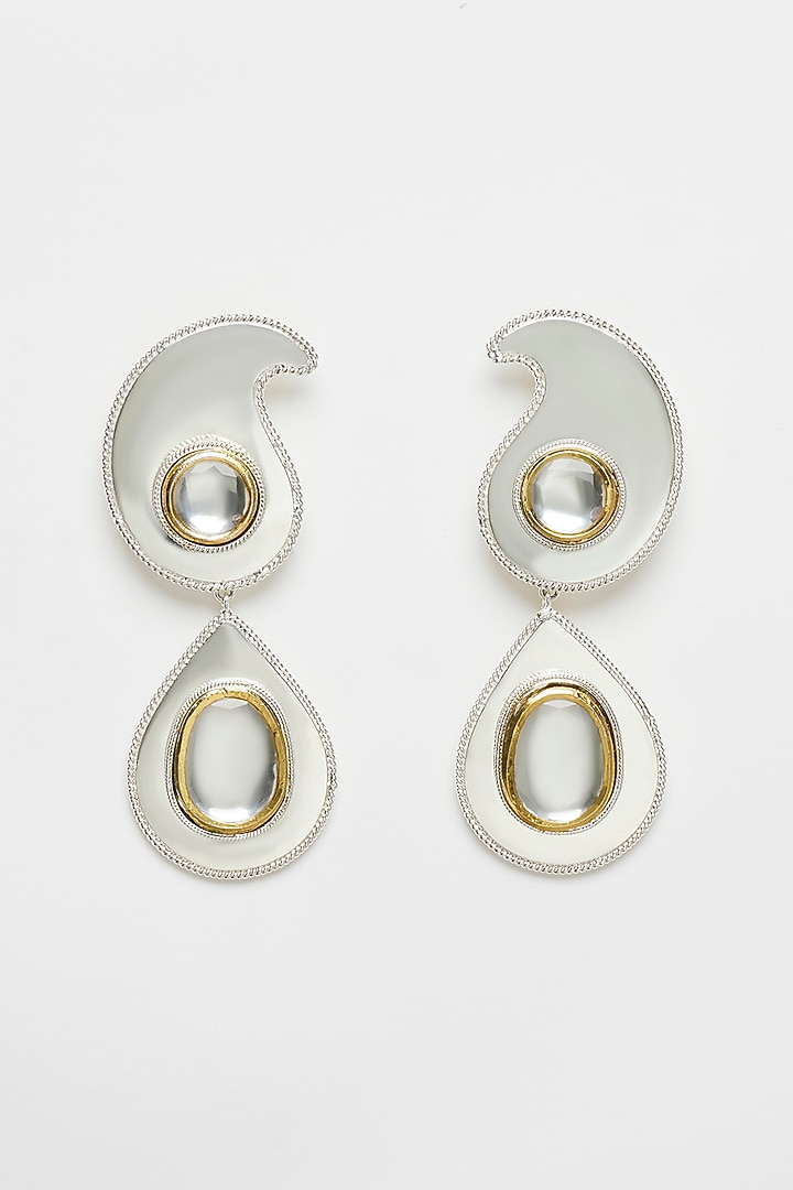 Two Tone Plated Glass Polki Paisley Ear Cuffs by Valliyan By Nitya Arora at Pernia's Pop Up Shop