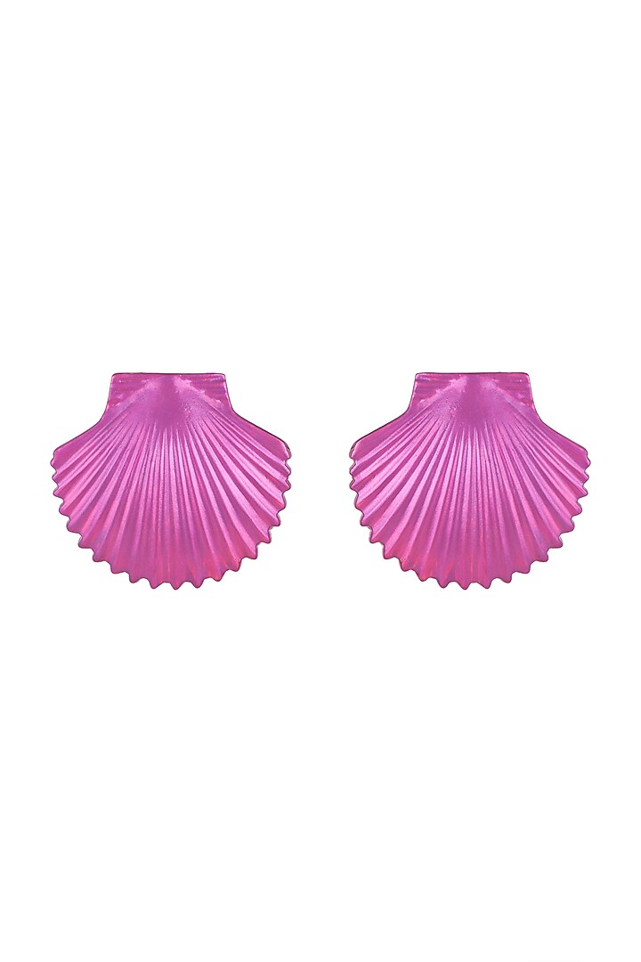 Gold Plated Metallic Pink Shell Stud Earrings by Valliyan by Nitya Arora at Pernia's Pop Up Shop