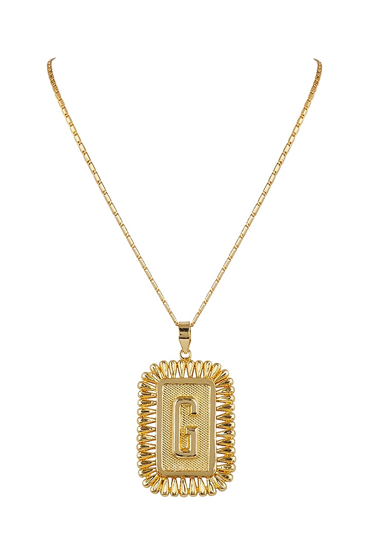 Gold Finish Pendant Necklace With Initials by Valliyan by Nitya Arora