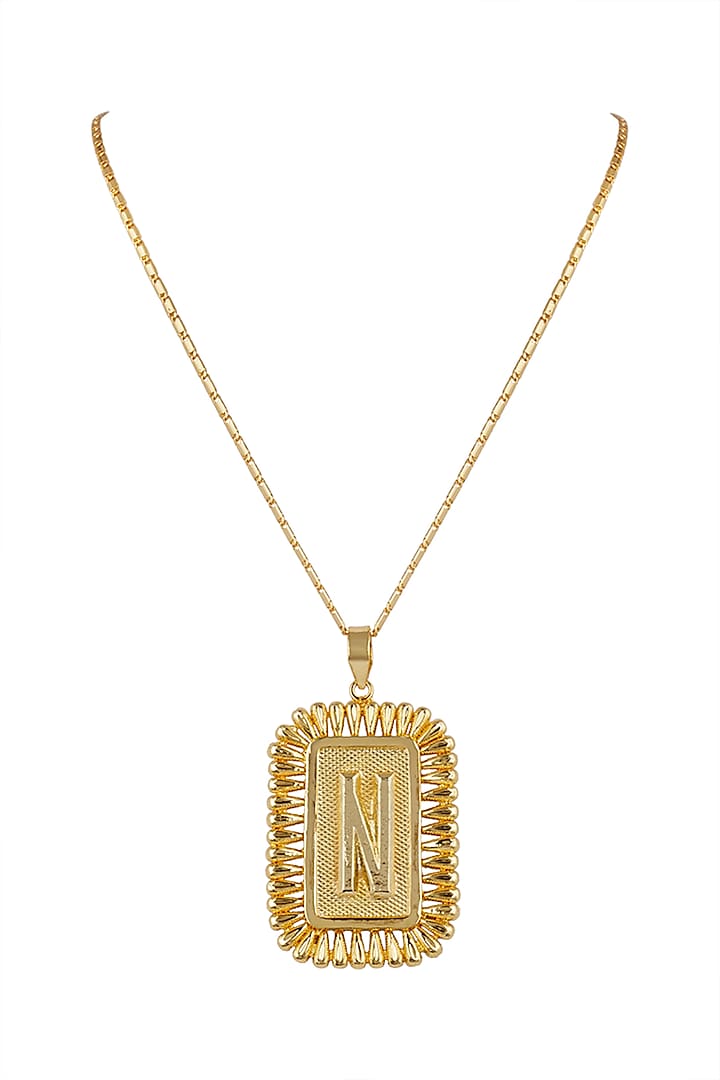 Gold Finish Necklace With Initials by Valliyan by Nitya Arora