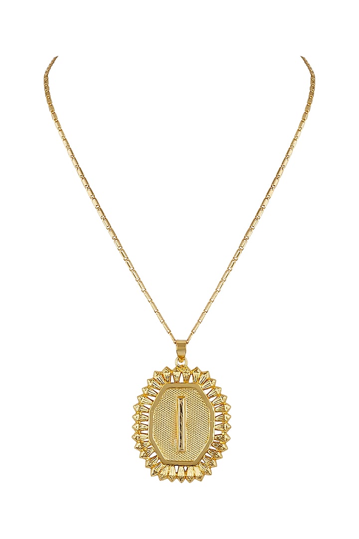 Gold Finish Pendant Initial Necklace by Valliyan by Nitya Arora