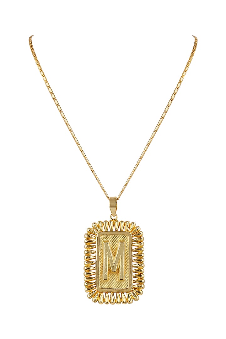Gold Finish Initial Pendant Necklace by Valliyan by Nitya Arora