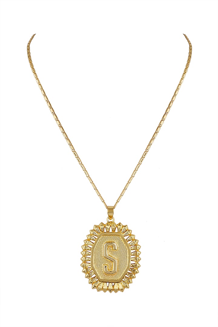 Gold Finish Initial Necklace by Valliyan by Nitya Arora
