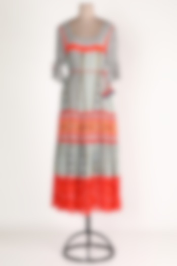 Grey & Orange Striped Dress by Verb by Pallavi Singhee
