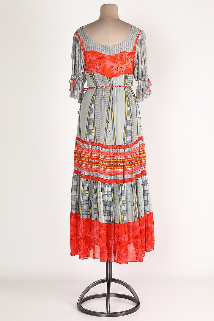Grey & Orange Striped Vacation Dress by Verb by Pallavi Singhee at Pernia's Pop Up Shop