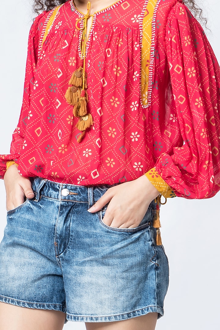 Red Printed Blouse by Verb by Pallavi Singhee at Pernia's Pop Up Shop