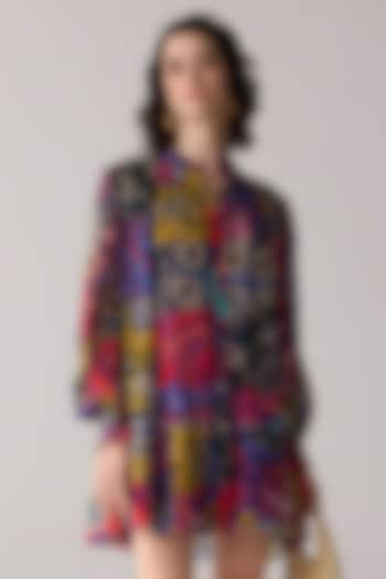 Multi-Colored Viscose Georgette Printed Tunic Dress by Verb by Pallavi Singhee at Pernia's Pop Up Shop