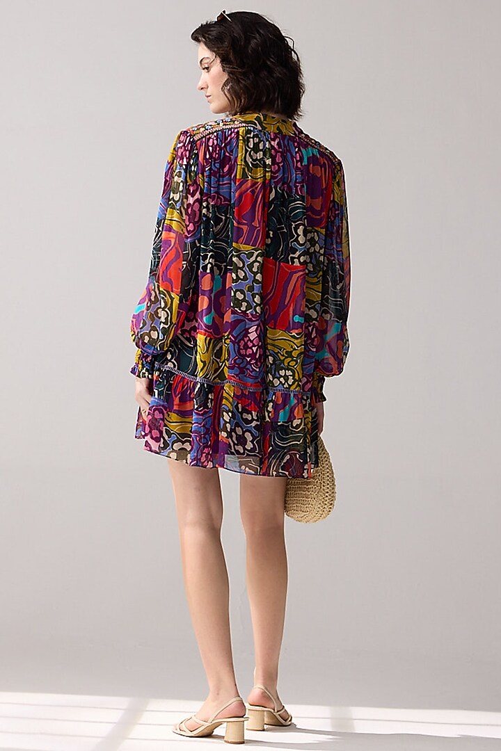 Multi-Colored Viscose Georgette Printed Tunic Summer Dress by Verb by Pallavi Singhee at Pernia's Pop Up Shop