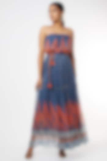 Blue Bandhani Printed Dress by Verb by Pallavi Singhee