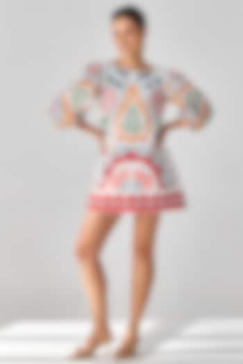 Ivory Cotton & Poplin Embroidered Shift Vacation Dress by Verb by Pallavi Singhee at Pernia's Pop Up Shop