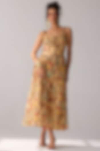 Beige Chiffon Corset Maxi Summer Dress by Verb by Pallavi Singhee at Pernia's Pop Up Shop