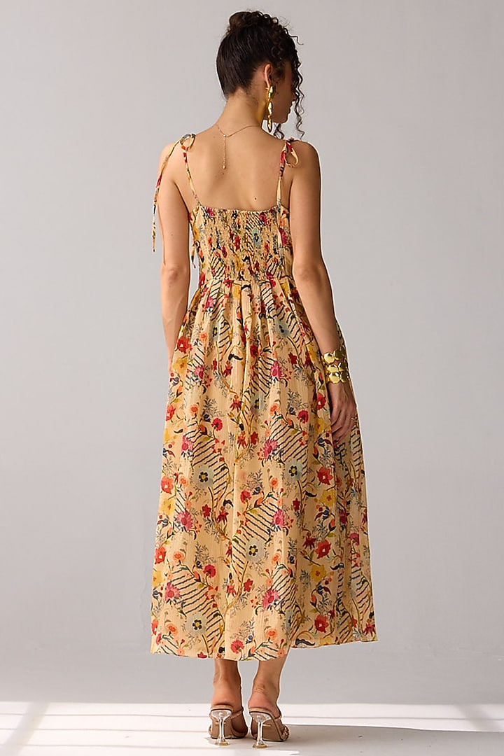 Beige Chiffon Corset Maxi Summer Dress by Verb by Pallavi Singhee at Pernia's Pop Up Shop