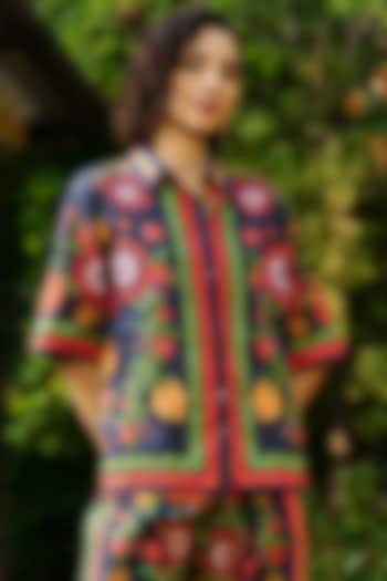 Black Cotton Embroidered Shirt by Verb by Pallavi Singhee at Pernia's Pop Up Shop