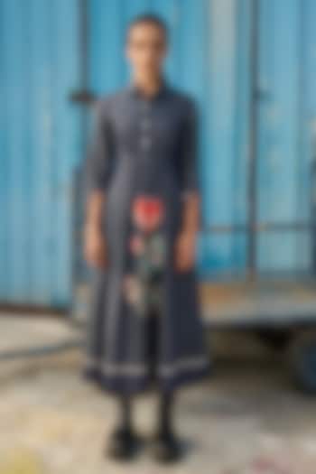 Denim Blue Chambray Ruched Midi Summer Shirt Dress by Verb by Pallavi Singhee at Pernia's Pop Up Shop