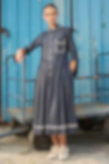 Denim Blue Chambray Button-Down Midi Summer Dress by Verb by Pallavi Singhee at Pernia's Pop Up Shop