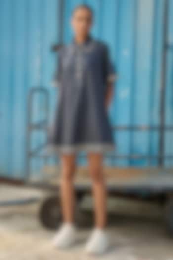 Denim Blue Chambray A-Line Mini Summer Dress by Verb by Pallavi Singhee at Pernia's Pop Up Shop