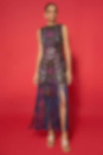 Purple Velvet Sequins Embellished Maxi Dress by Verb by Pallavi Singhee at Pernia's Pop Up Shop