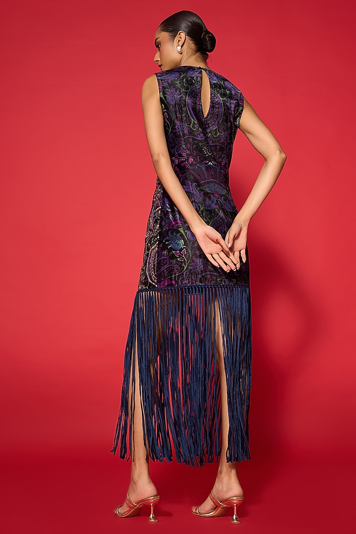 Purple Velvet Sequins Embellished Maxi Dress by Verb by Pallavi Singhee at Pernia's Pop Up Shop