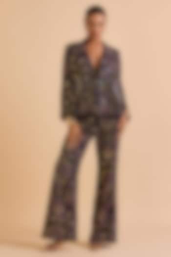 Purple Velvet Sequins Jacket Set by Verb by Pallavi Singhee at Pernia's Pop Up Shop