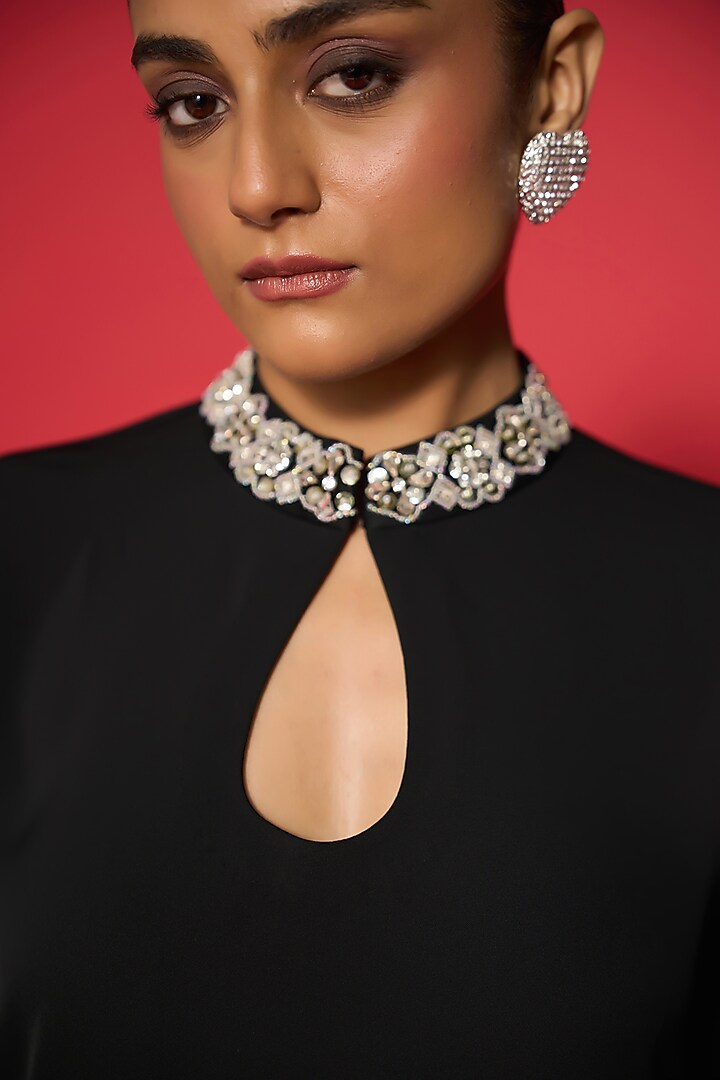 Black Mesh Twill Mini Shift Summer Dress by Verb by Pallavi Singhee at Pernia's Pop Up Shop