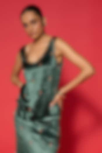 Emerald Green Lido Satin Hand Embroidered Top by Verb by Pallavi Singhee at Pernia's Pop Up Shop