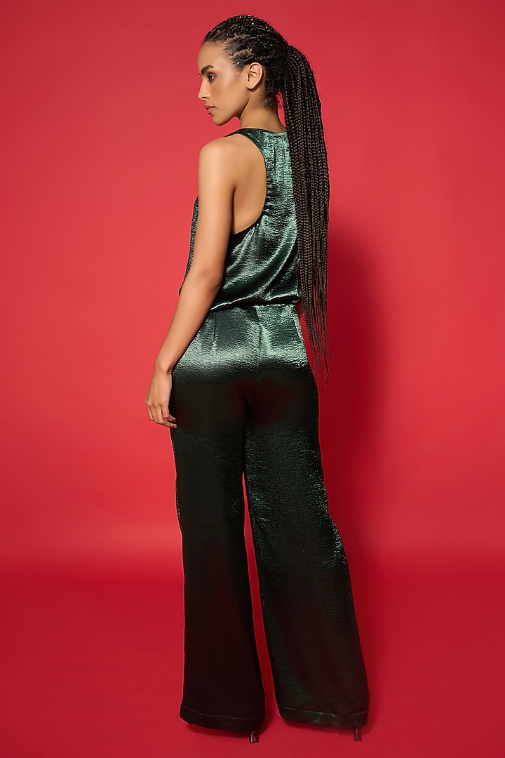 Emerald Green Lido Satin Blouse by Verb by Pallavi Singhee at Pernia's Pop Up Shop