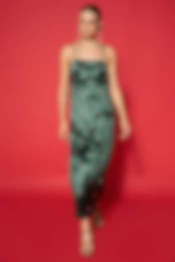 Emerald Green Lido Satin Embroidered Slip Summer Dress by Verb by Pallavi Singhee at Pernia's Pop Up Shop