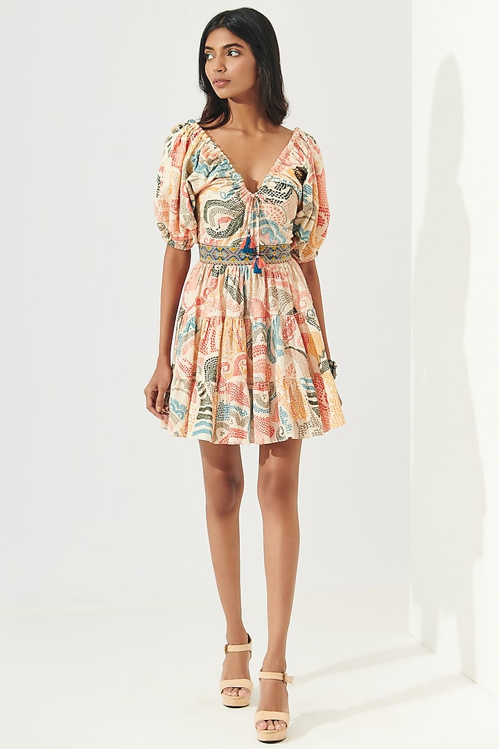 Multi-Colored Cotton Mini Summer Dress by Verb by Pallavi Singhee at Pernia's Pop Up Shop
