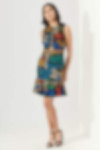 Multi-Colored Printed Mini Dress by Verb by Pallavi Singhee