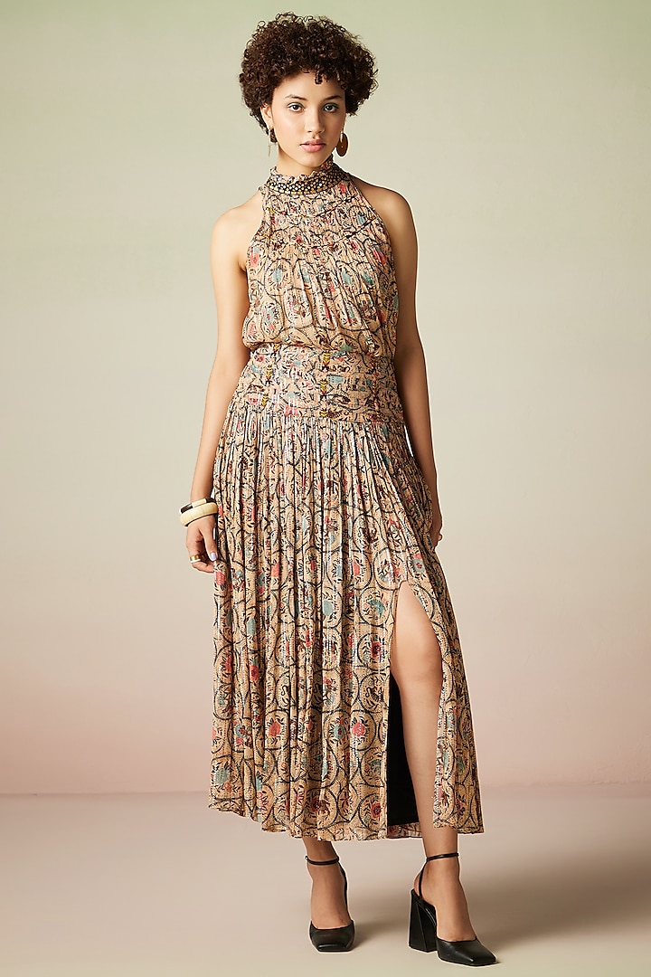 Multi-Colored Lurex Printed Skirt Set by Verb by Pallavi Singhee