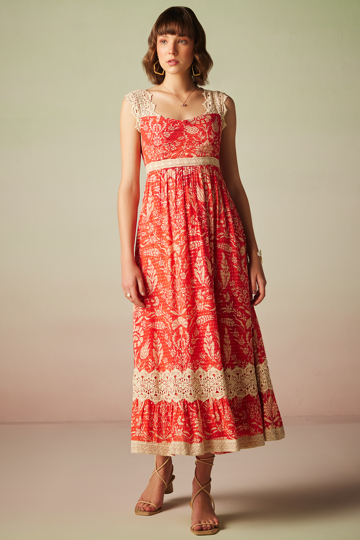 Red Sequins Georgette Printed Summer Dress by Verb by Pallavi Singhee at Pernia's Pop Up Shop