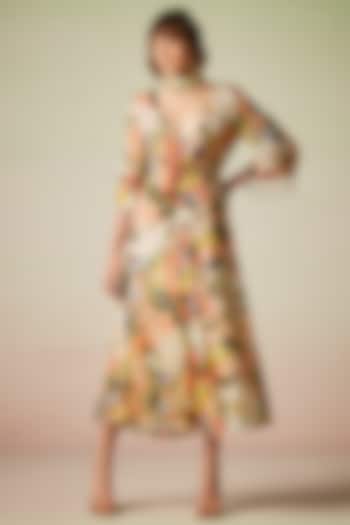 Multi-Colored Viscose Lurex Georgette Printed Maxi Dress by Verb by Pallavi Singhee