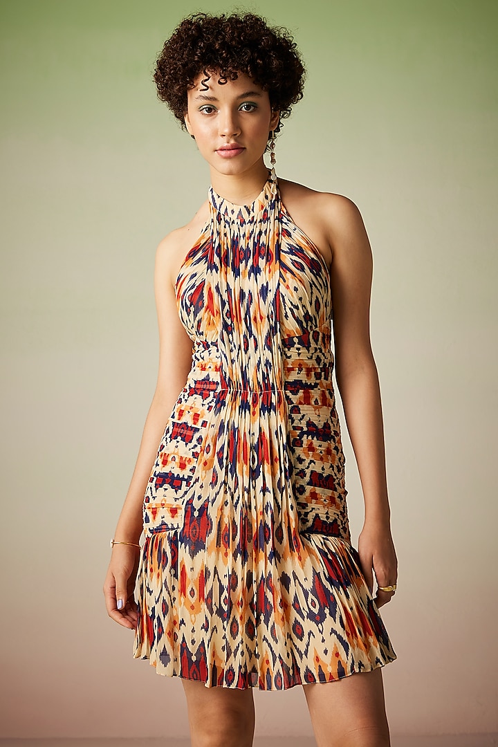 Multi-Colored Viscose Georgette Printed Dress by Verb by Pallavi Singhee