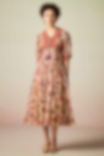 Multi-Colored Viscose Lurex Georgette Floral Printed Maxi Dress by Verb by Pallavi Singhee