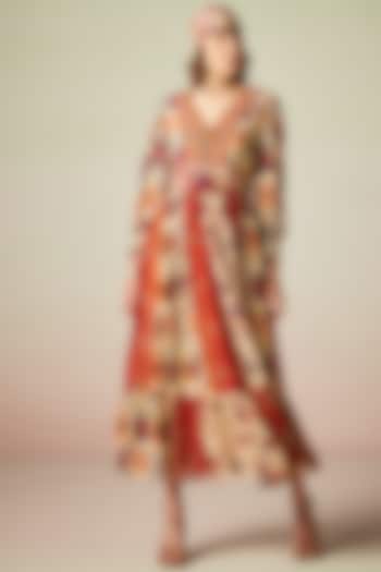 Multi-Colored Viscose Lurex Georgette Printed Maxi Vacation Dress by Verb by Pallavi Singhee at Pernia's Pop Up Shop