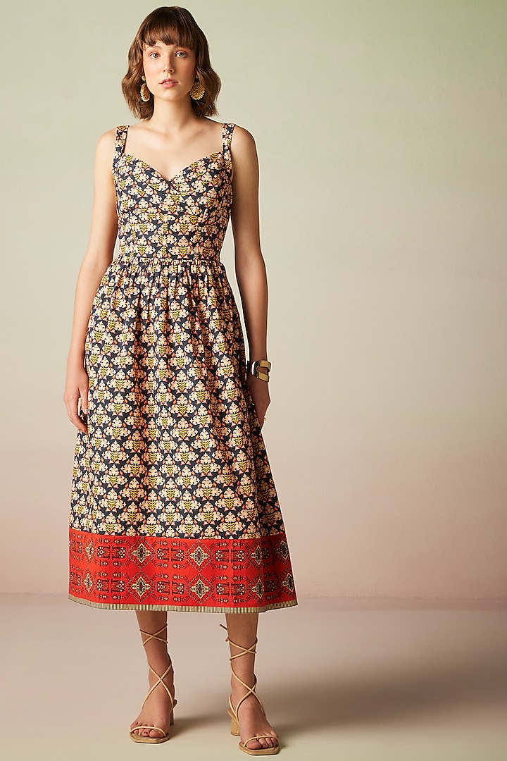 Multi-Colored Cotton Printed Maxi Dress by Verb by Pallavi Singhee