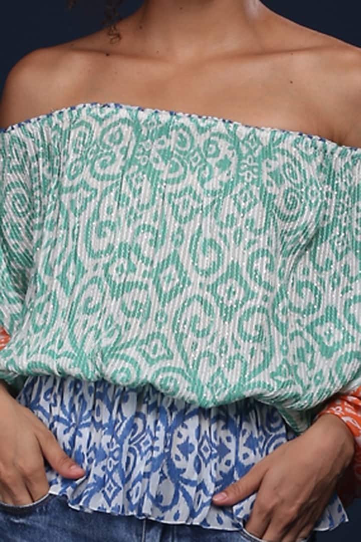 Green Paisley Printed Blouse by Verb by Pallavi Singhee at Pernia's Pop Up Shop