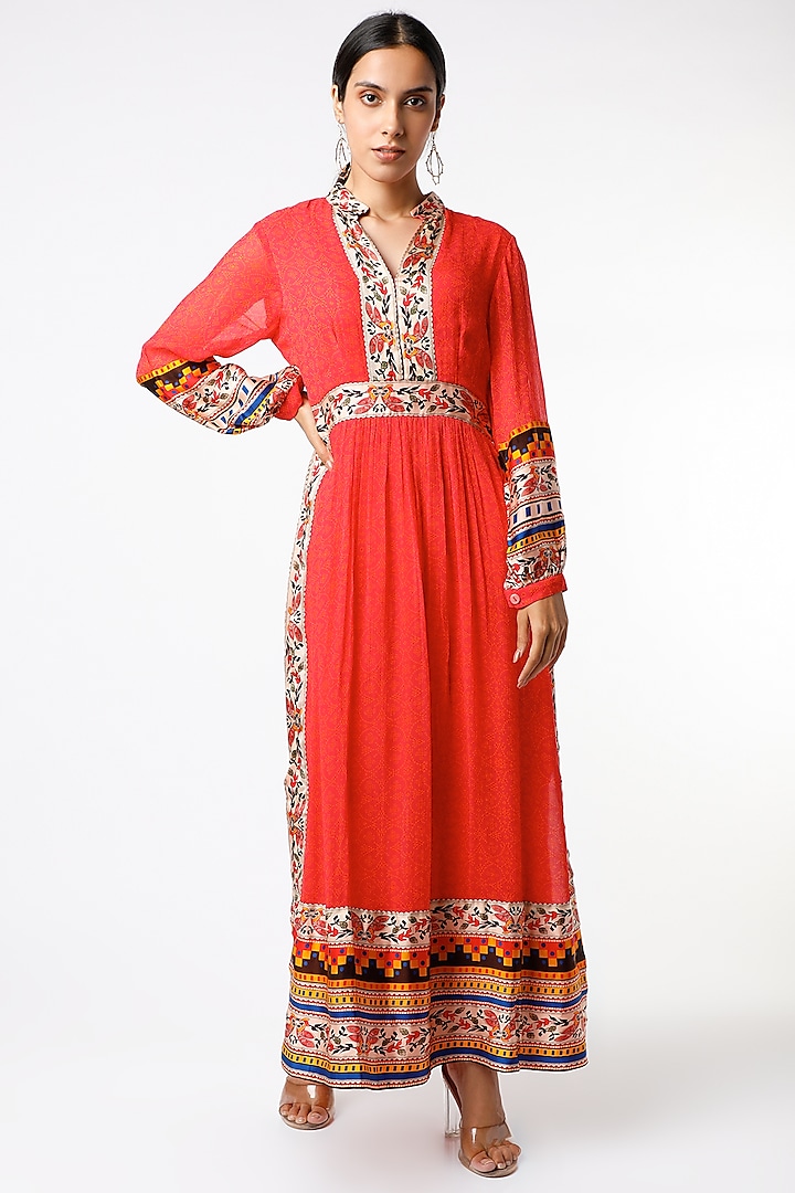 Red Printed Dress by Verb by Pallavi Singhee