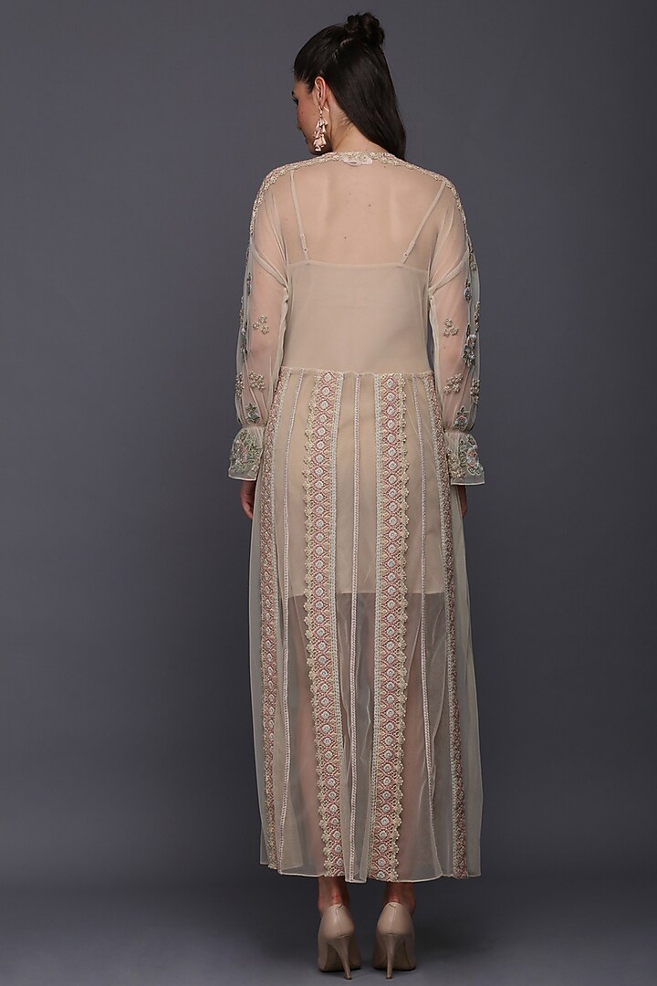 Ivory Tulle Maxi Cocktail Dress by Verb by Pallavi Singhee at Pernia's Pop Up Shop