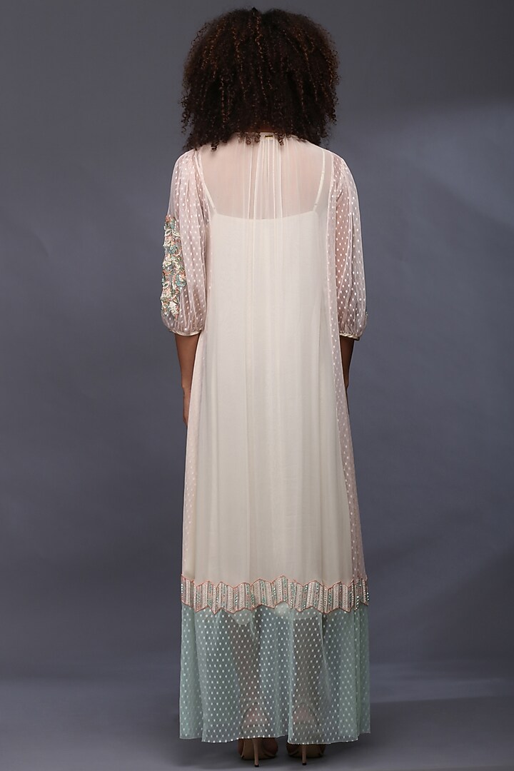 Ivory Embroidered Maxi Vacation Dress by Verb by Pallavi Singhee at Pernia's Pop Up Shop