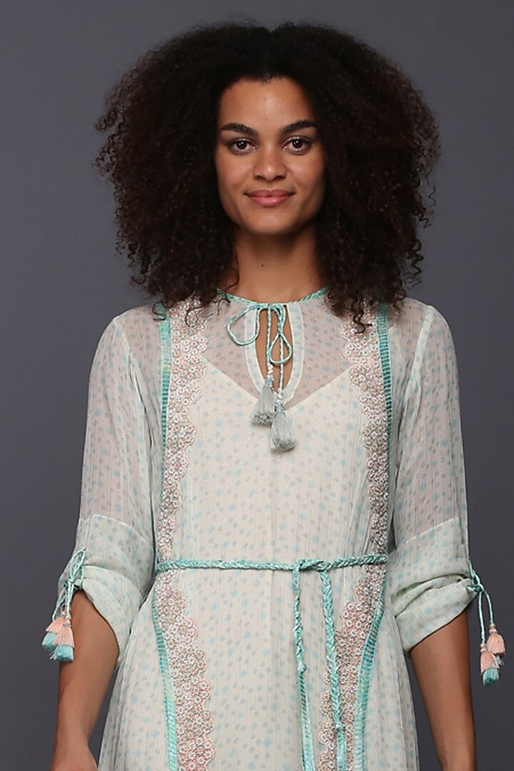 Ivory Bandhani Printed Vacation Dress by Verb by Pallavi Singhee at Pernia's Pop Up Shop